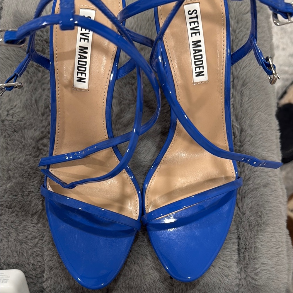 Steve Madden Blue Stiletto Heels Elegant Strappy Design